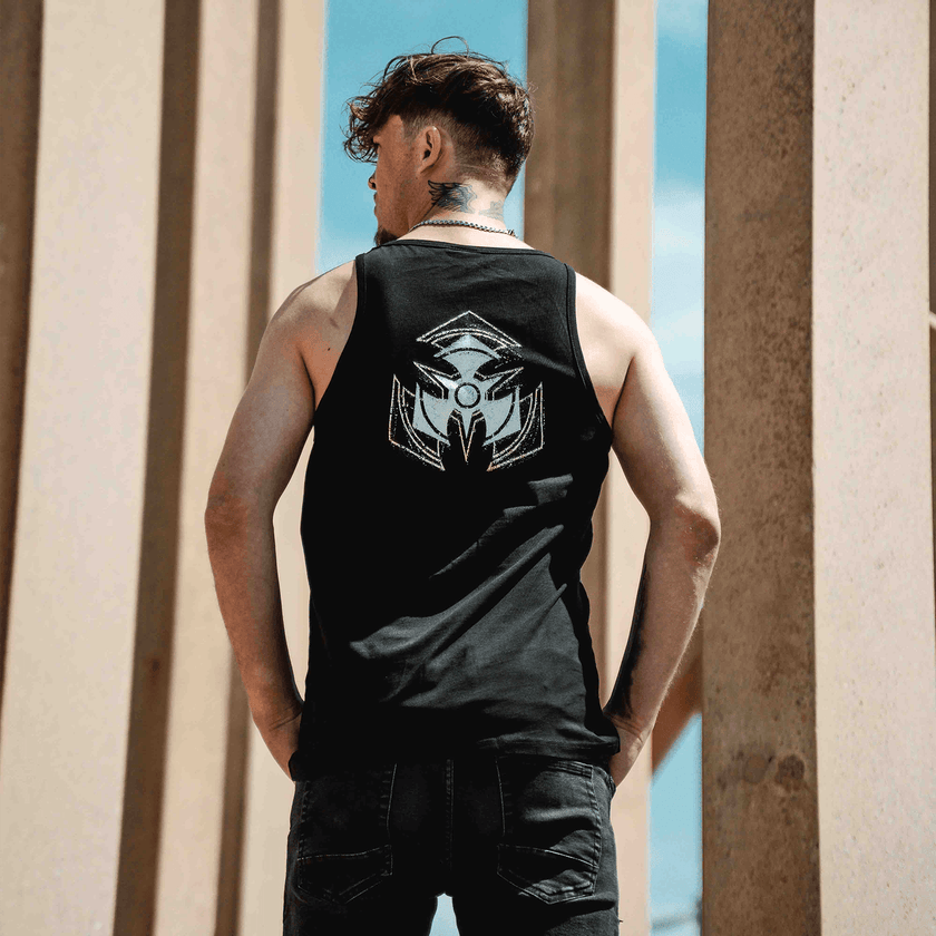 Dual sand logo tank top