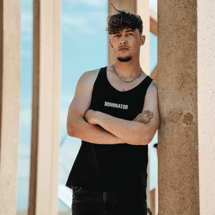 Dual sand logo tank top